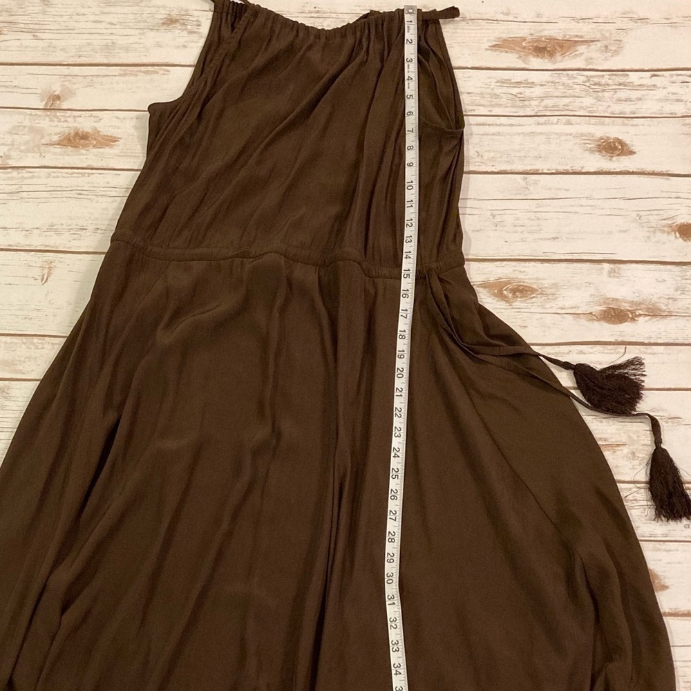 Calypso St. Barth Dress Sarah Brown Matte Satin Sleeveless Maxi Halter Small - Picture 6 of 13